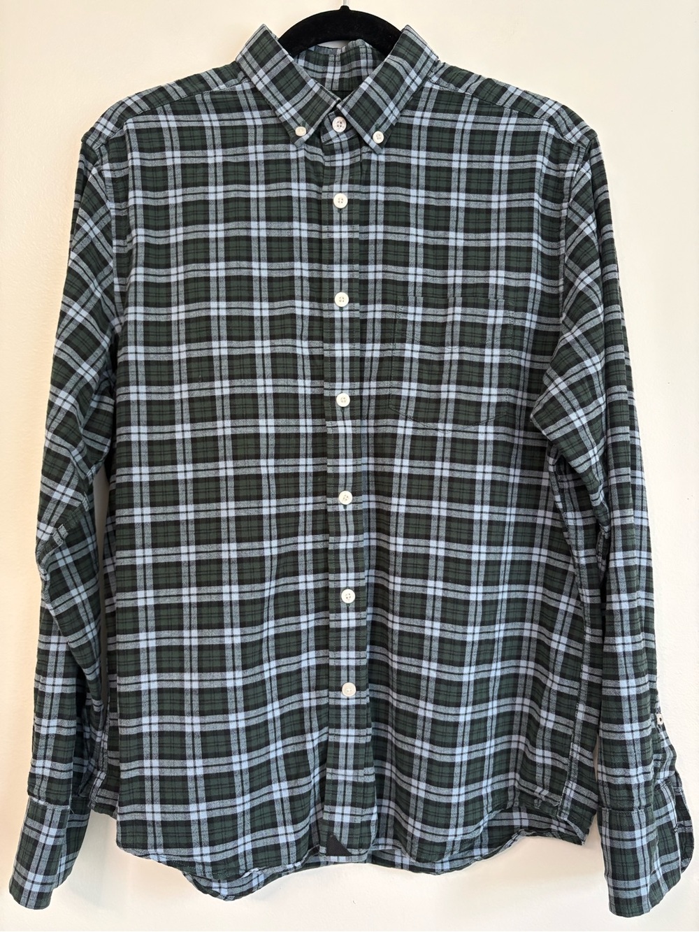 UNTUCKit Men's Green and Light Blue Plaid Button-Down Shirt Sz M